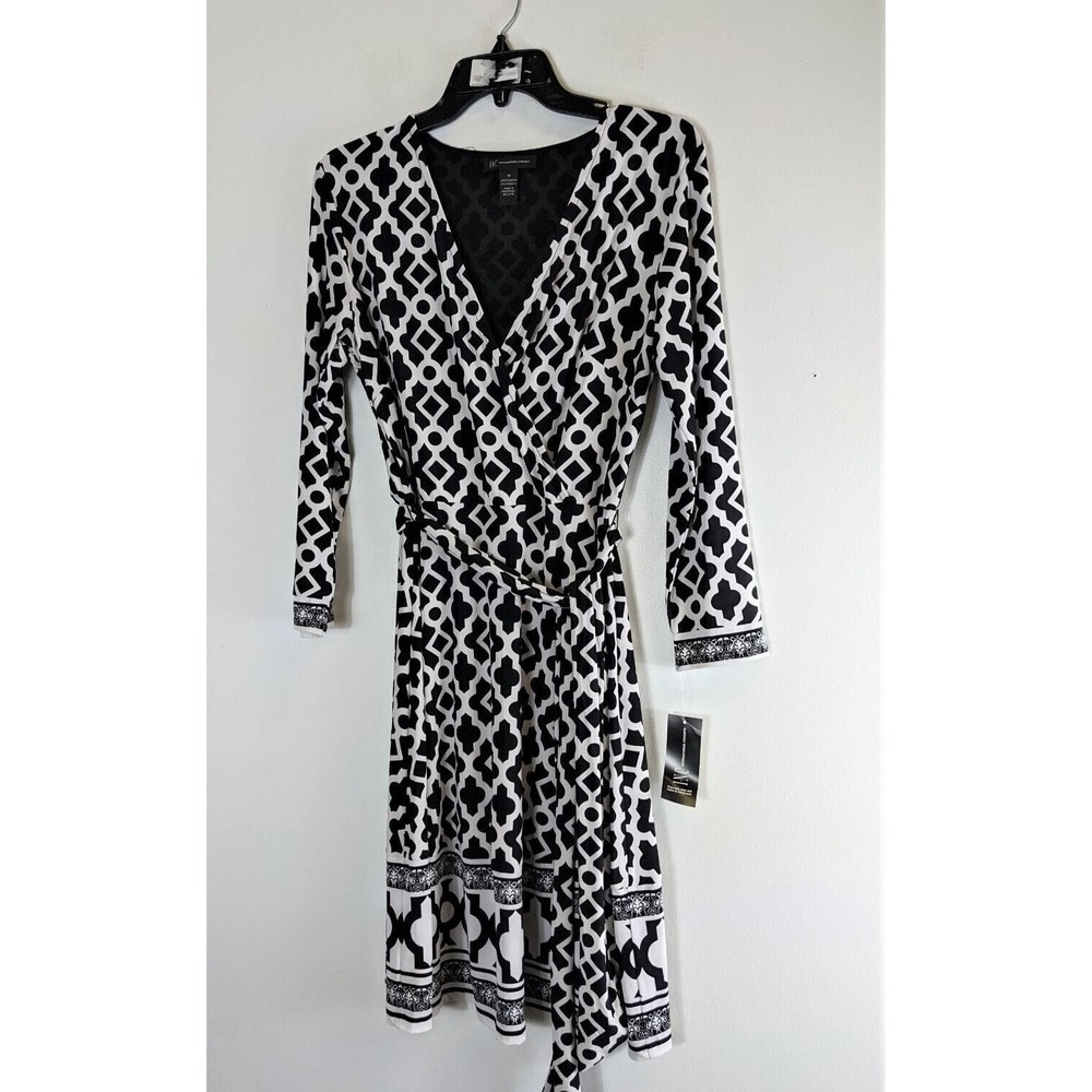 INC International Concepts Women's Black and White Dress with Belt (Medium) NWT - Picture 4 of 6
